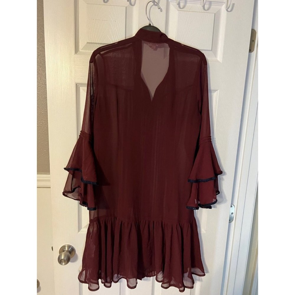 Nanette Lepore 8 Dress & Slip Maroon 3/4 Long Sleeve Whimsigoth Fairy Romantic - Picture 7 of 11